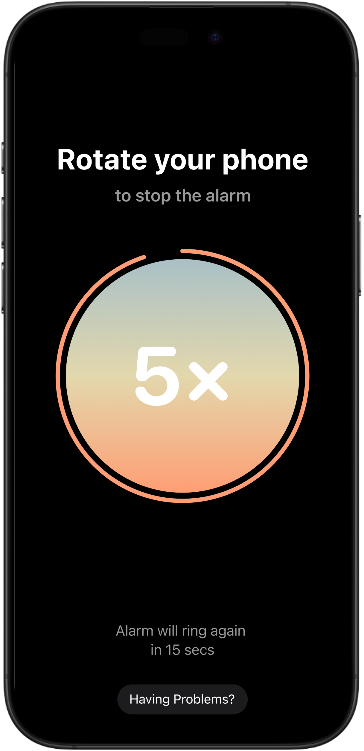 Awake mission alarm screen